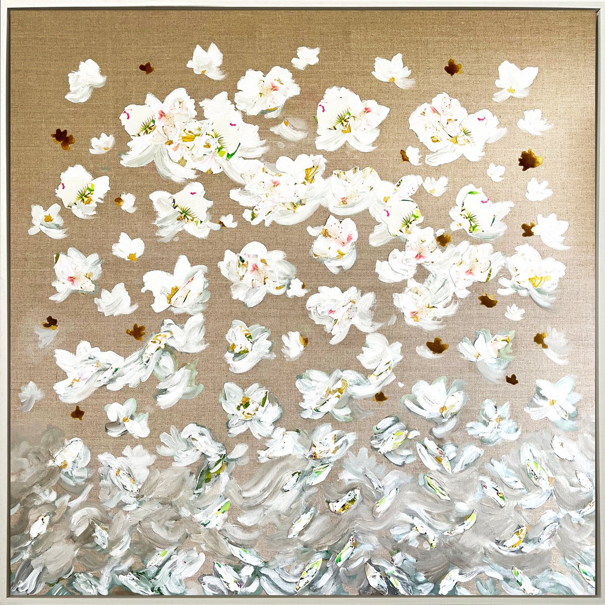 Organic Botanical Acrylic Painting By Corinne Natel, 41 X 41, To Be With You #70, Original Artwork