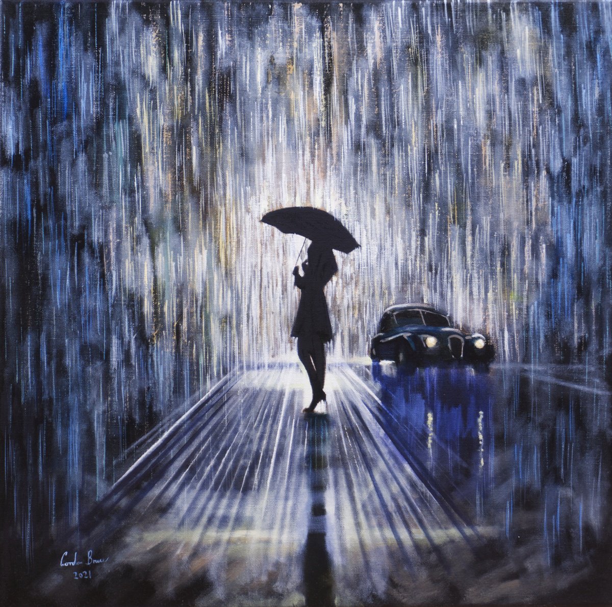 Woman in the rain by Gordon Bruce
