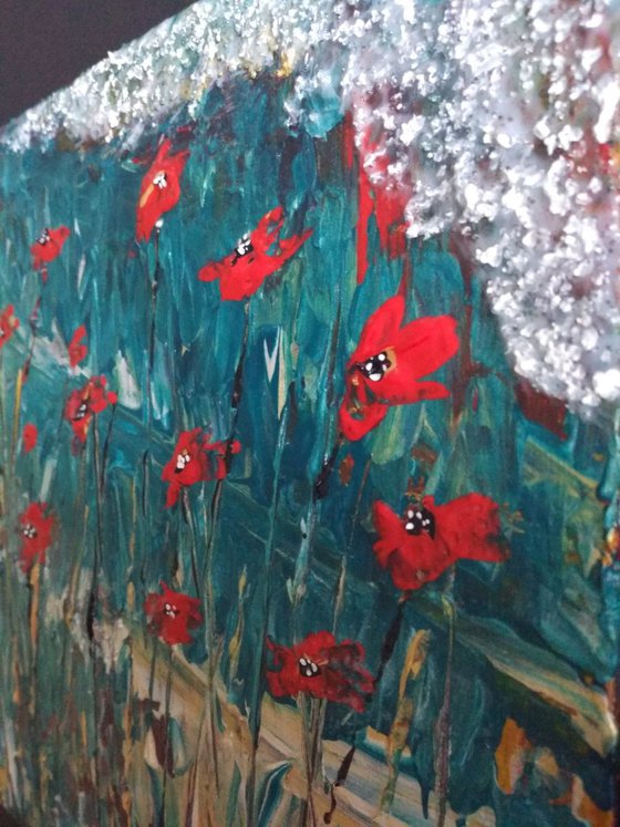 Poppies on gold