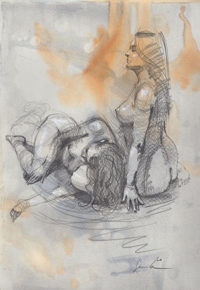 SEXY EROTIC SKETCH OF WOMAN by Samira Yanushkova