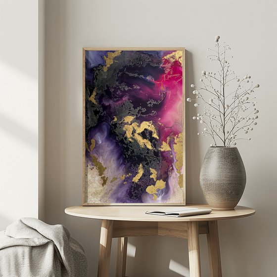 Pink and Gold Abstract Art