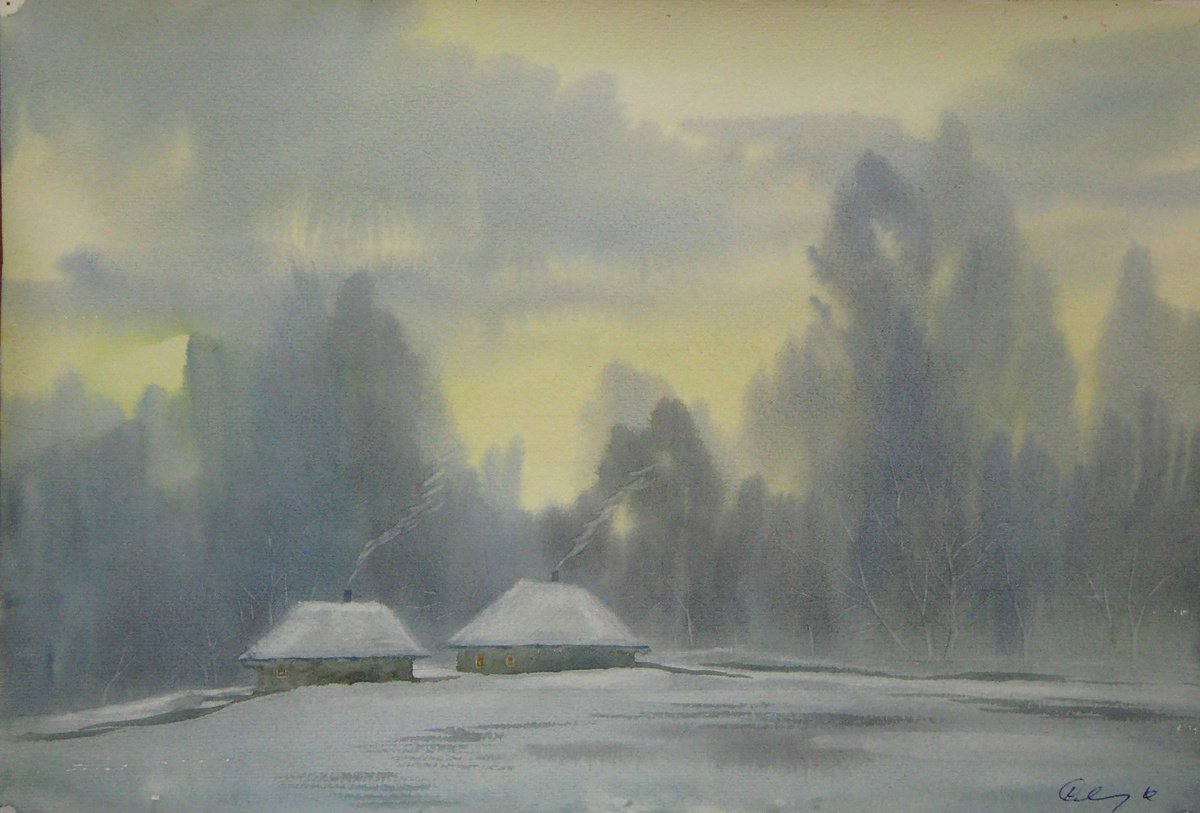 Impressionistic Landscape Watercolour By Valeriy Savenets-1, 18 X 12", Somewhere On The Edge, Original Artwork