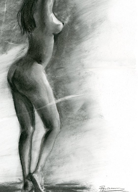 The Waking (11.7"x 16.5") Charcoal drawing