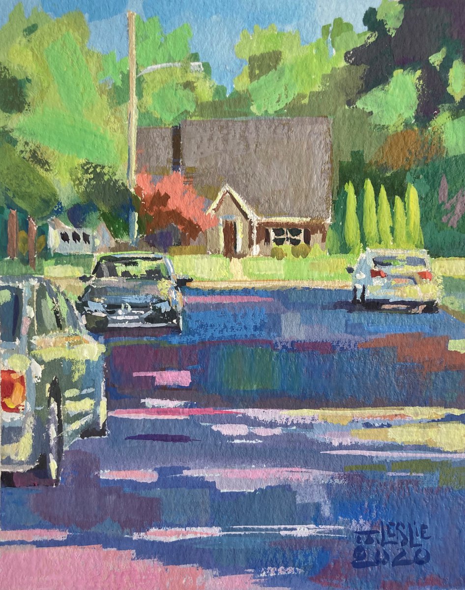 Impressionistic Painting , Robinson Street South, Shrewsbury, Nj By Jimmy Leslie, 4 X 5, Artwork For Sale On Artfinder