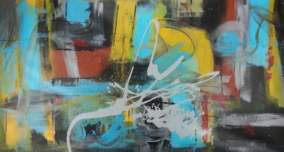 large abstract painting size- 150x80 cm (59,3"x31,50x1,6") title c511