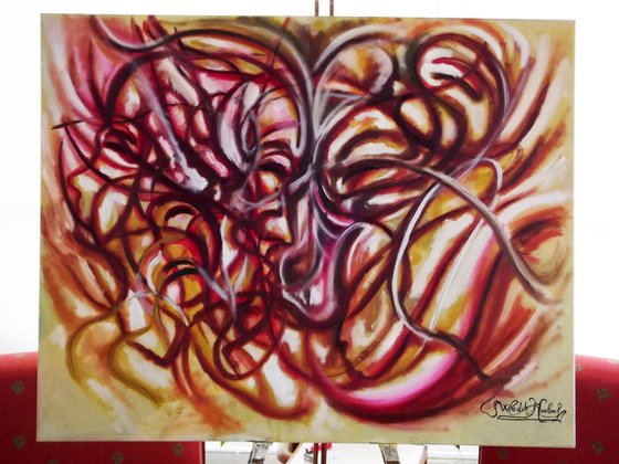 CONFRONTATION - Dynamical Abstract - Illusionistic figures - Face combination - Big size Oil on canvas (100×80cm)