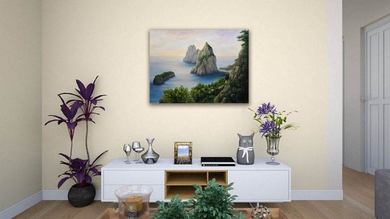 Calm morning - seascape painting, sinrise painting