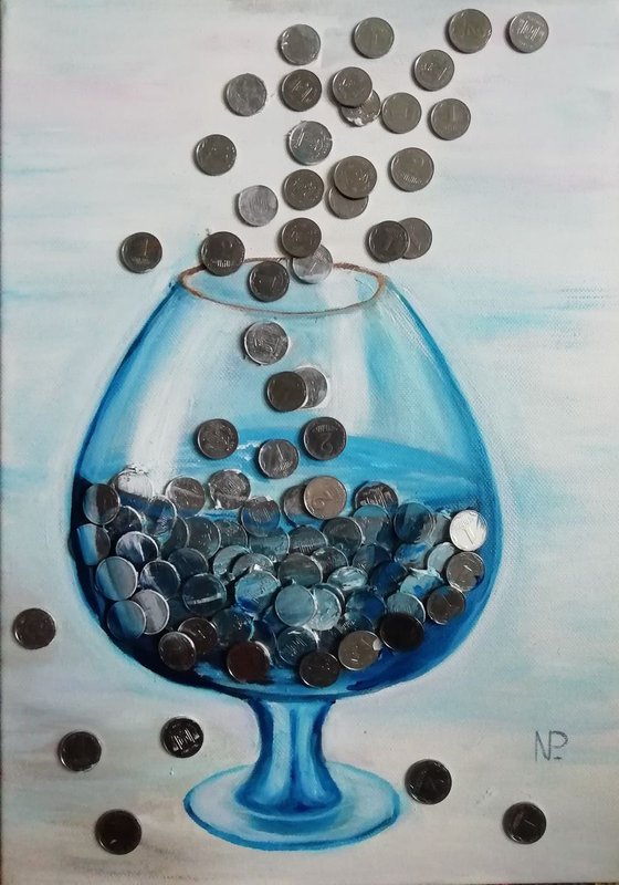 Financial flows, original artwork, small gift idea, wall, home decor