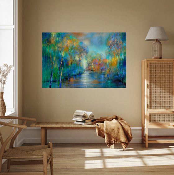 Autumn lights by the river