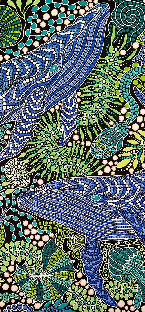 Blue Whales in the Depths by Oxana Lazari