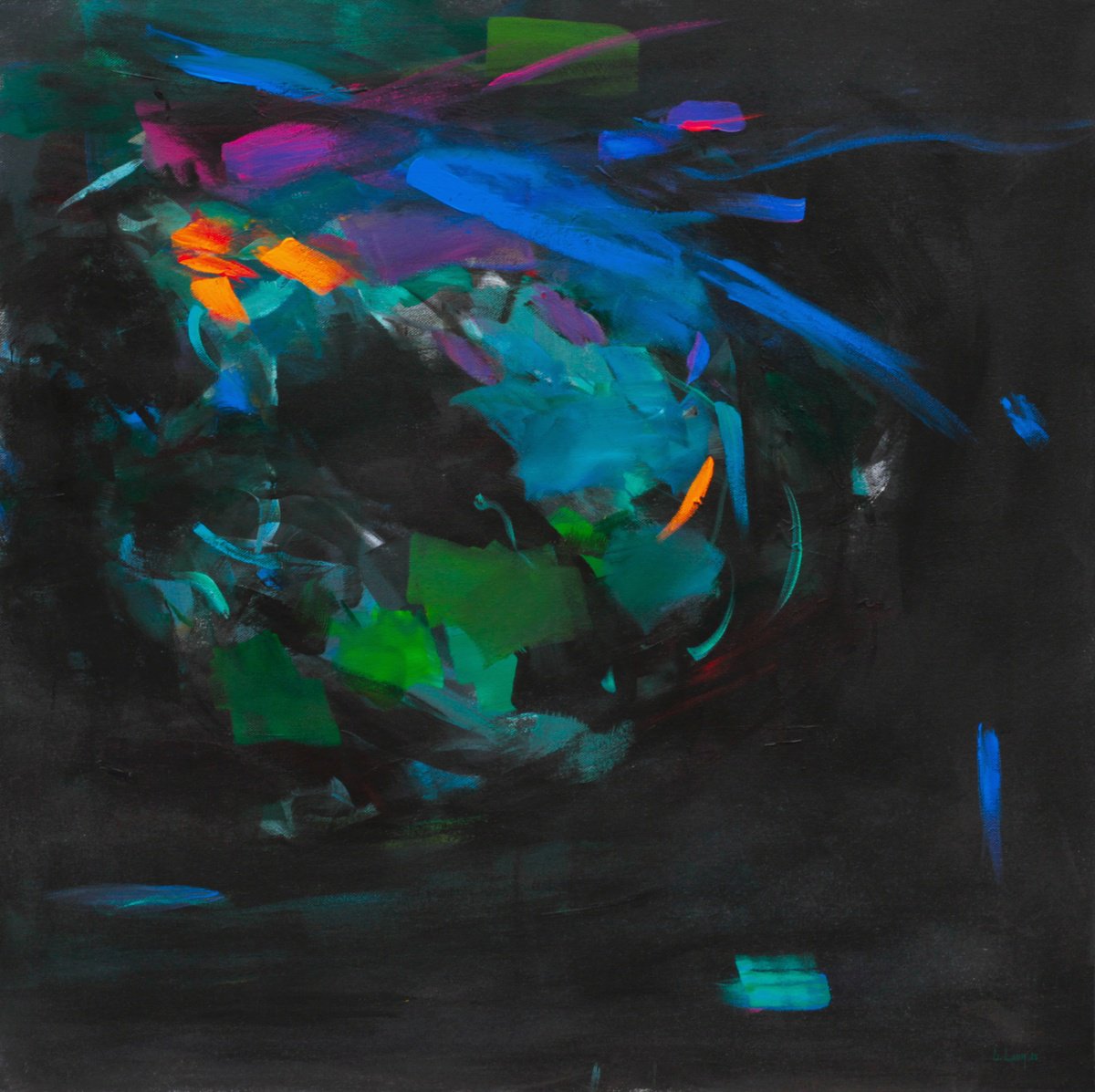 Abstract Acrylic Painting By Ute Laum, 31 X 31", Stardust, Original Artwork