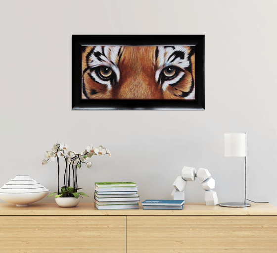 Large Tiger Eyes Framed