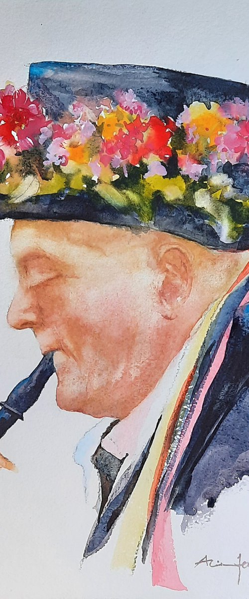 Morrisman Portrait - Watercolour Portrait - British Artist by Alison Fennell