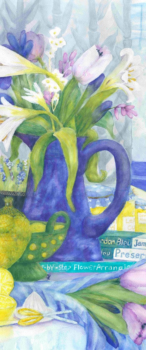 Still life with Flowers, in contiguous colours. by Jenny Alsop