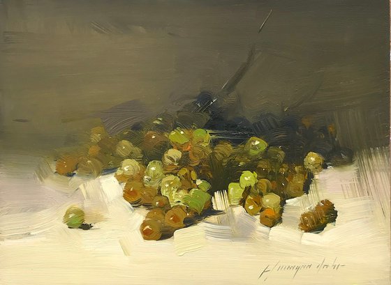 Grapes, Still Life Original oil painting, Handmade artwork, One of a kind