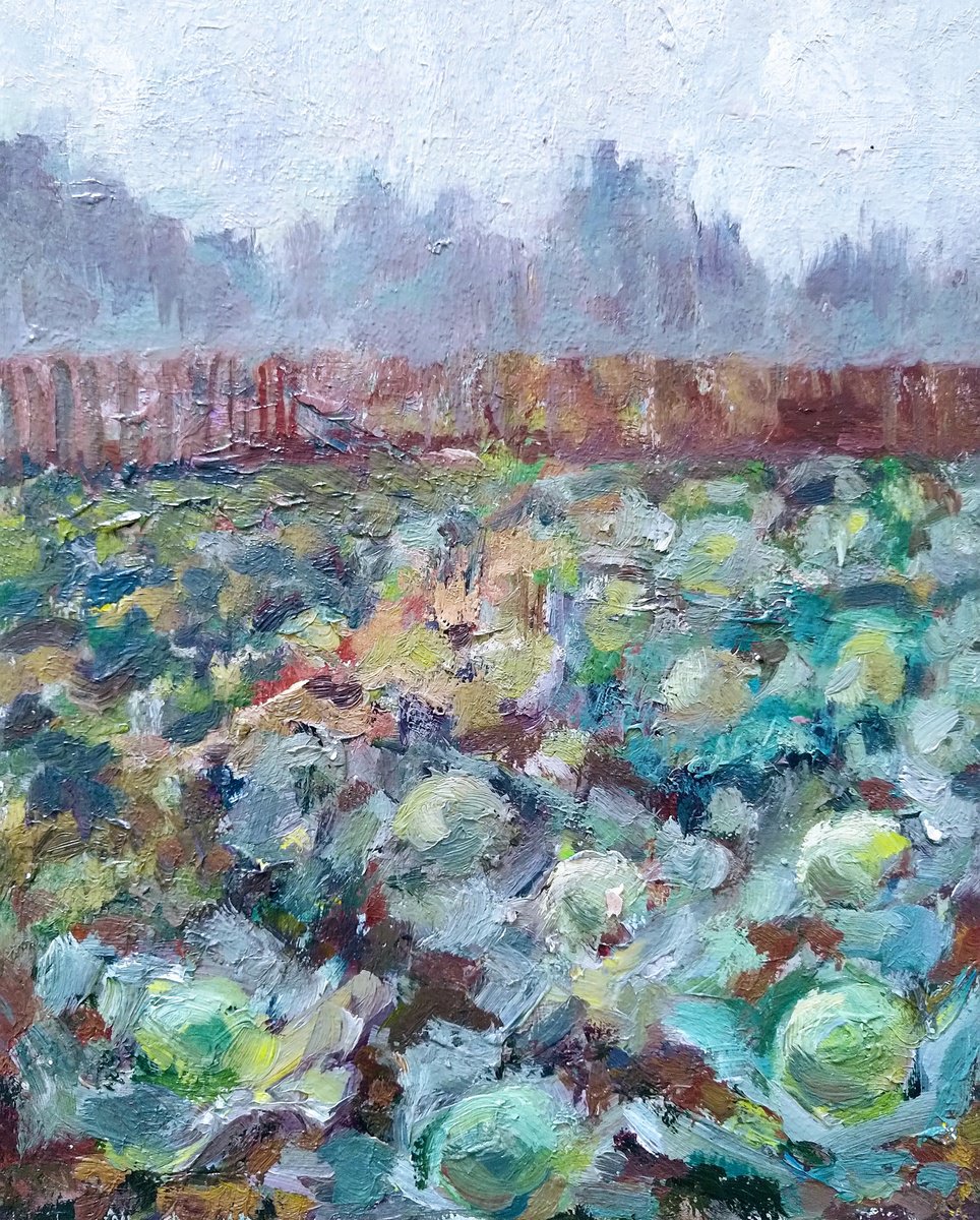 Impressionistic Landscape Oil Painting By Elena Klyan, 8 X 10, Monastery Courtyard, Original Artwork