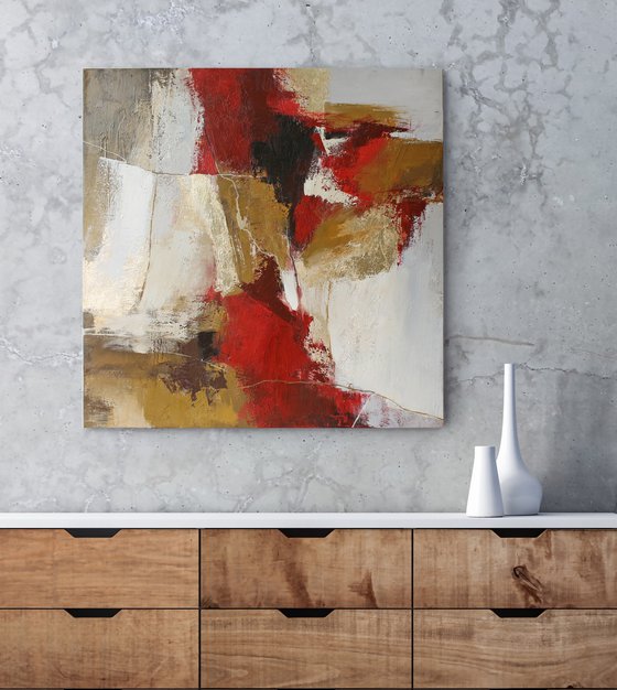 "Florid" Burgundy gold abstract art