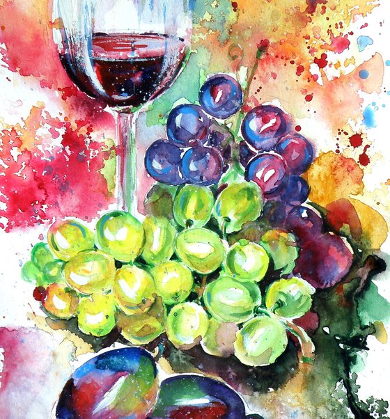 Wine and fruits