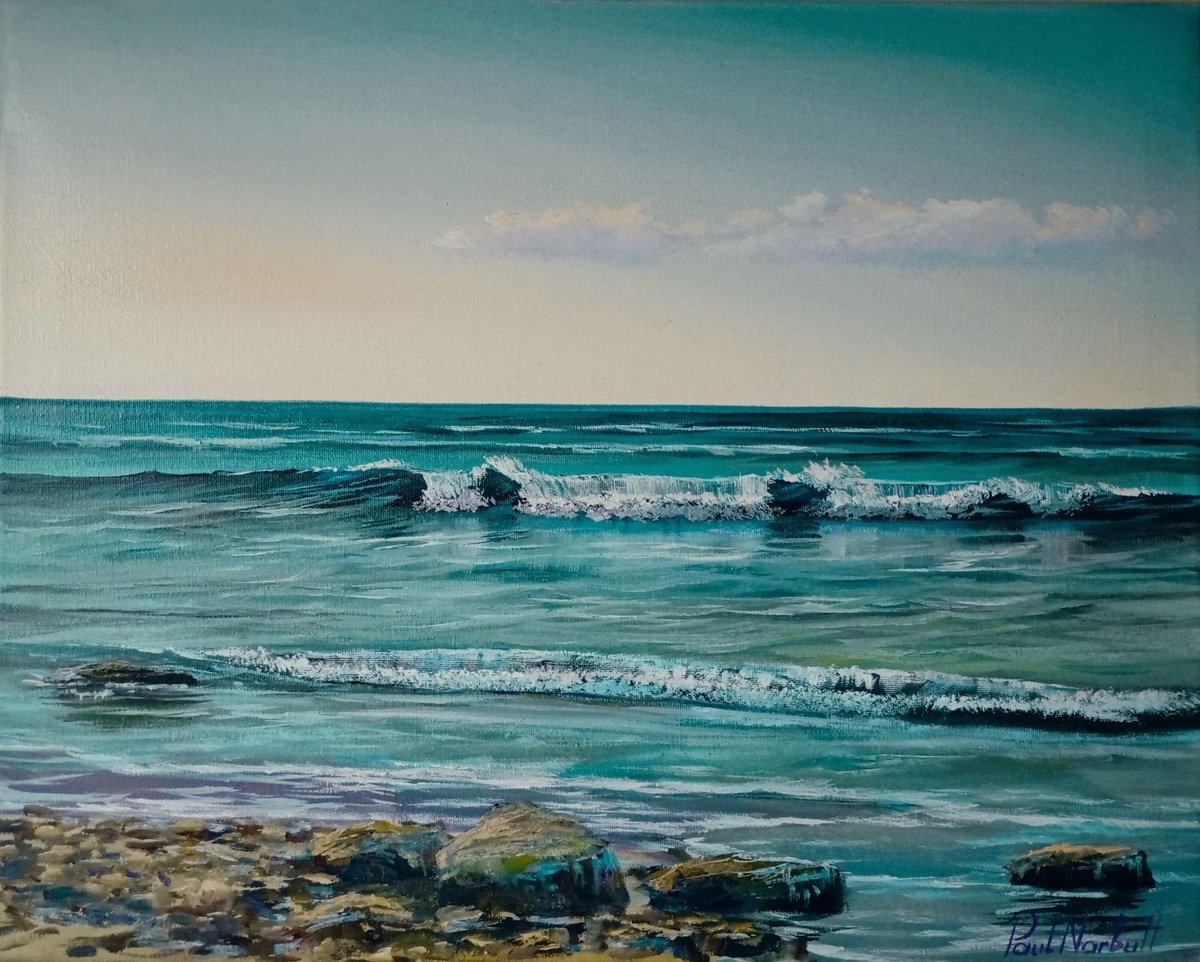 Photorealistic Landscape Oil Painting By Paul Narbutt, 20 X 16", Sea Guards, Original Artwork