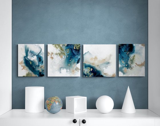 Winter by the sea 2  (the waves) - set of 4