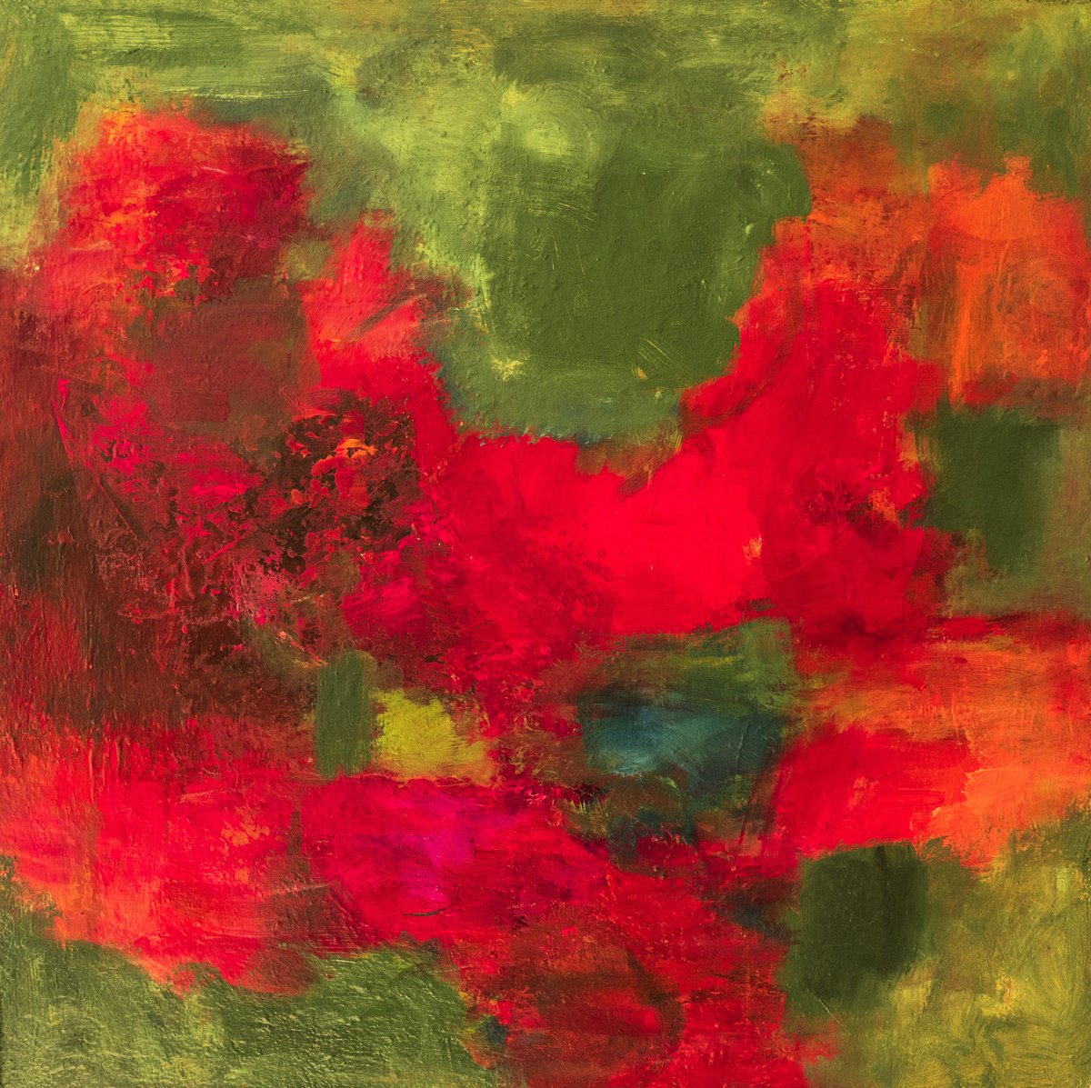 Abstract Acrylic Painting By Davina Nicholas, 24 X 24, Red Dragon, Original Artwork