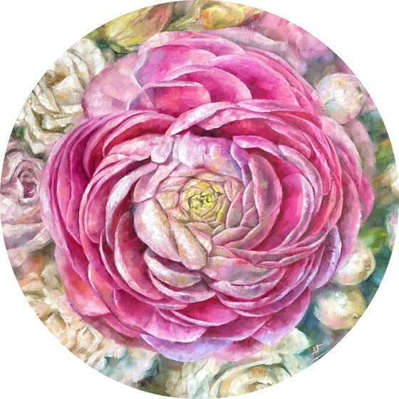 Ranunculus round painting