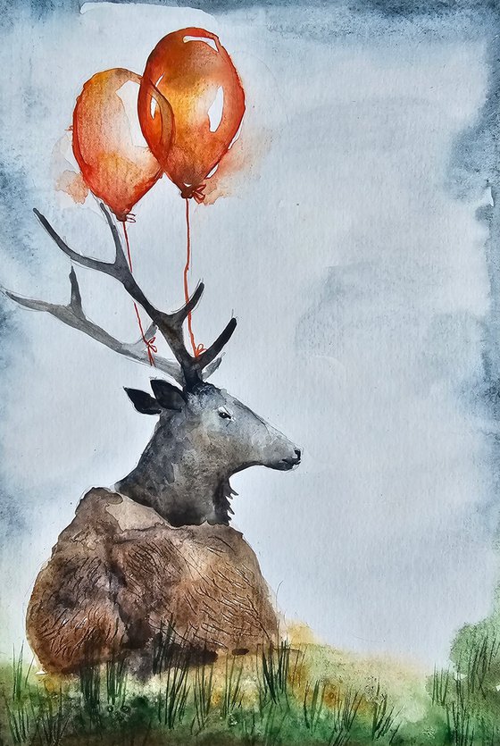 Deer With Balloons (small)