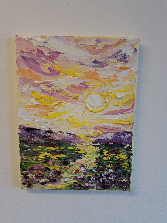 Sunrise impasto painting