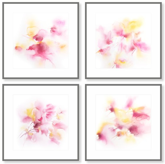 Pink abstract flowers set