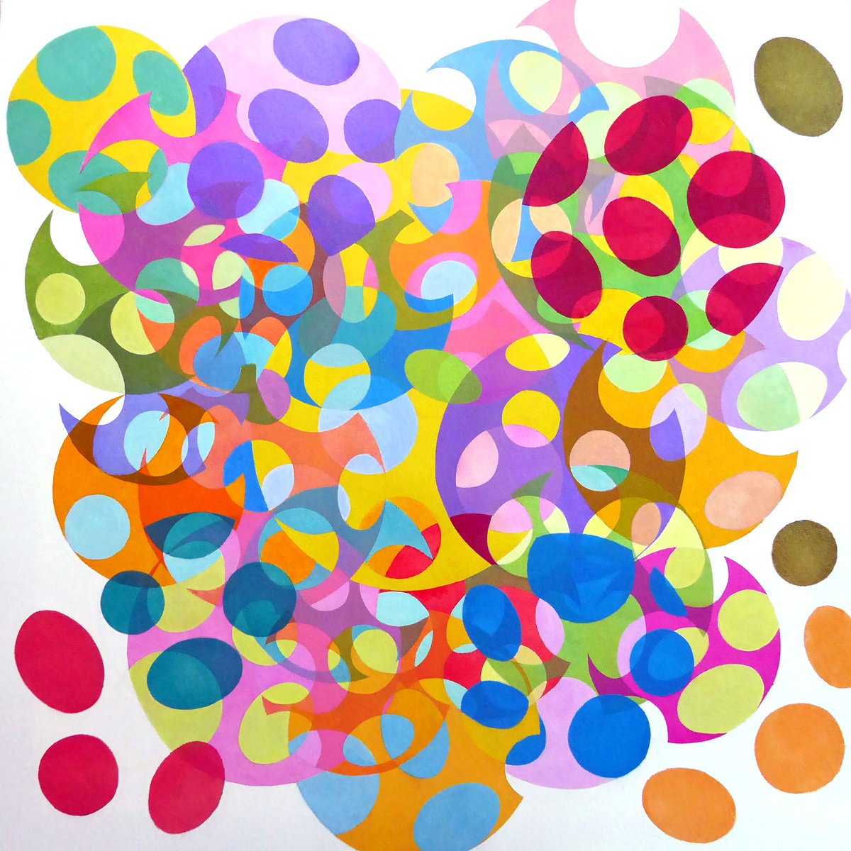 Geometric Abstract Acrylic Painting By Stephen Conroy, 39 X 39", The Beauty Of Round, Original Artwork