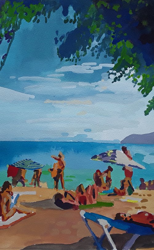 beach scene Mallorca by Stephen Abela
