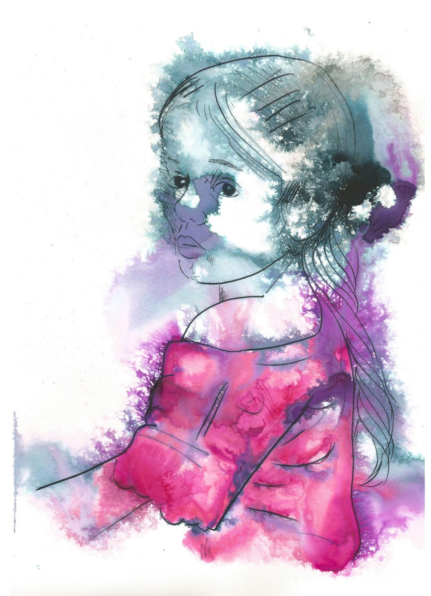 Child Portrait, Pink, In Thought by Dianne Bowell