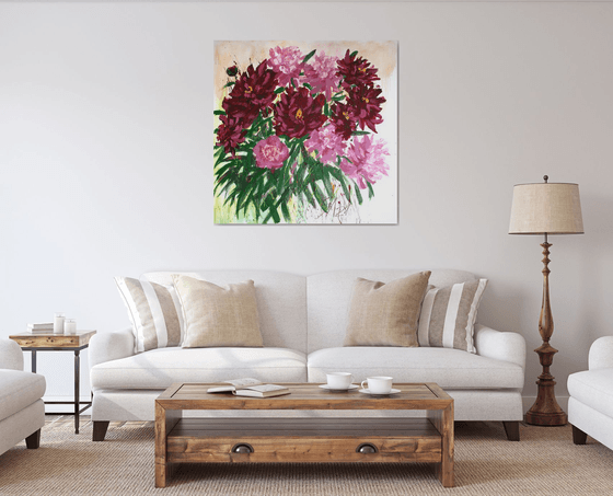 Peonies I /  ORIGINAL ACRYLIC PAINTING