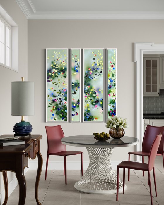 "Garden of Harmony" floral painting canvas