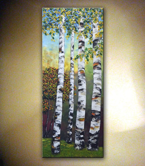 Birches - Large Textured Artwork