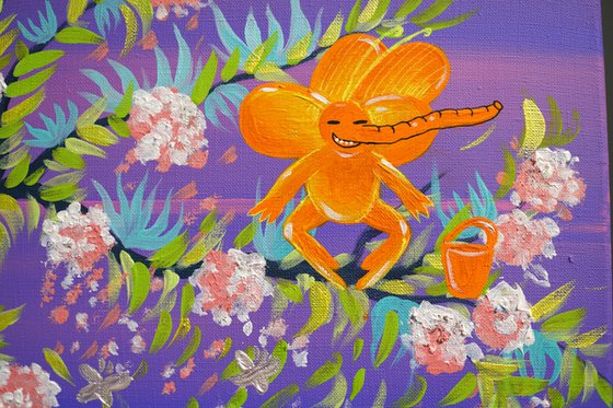 Spring sakura and honey bees - elephants. Honey bee. Elephant. Blooming cherry. Spring flowers. . Spring flowers and blue sky