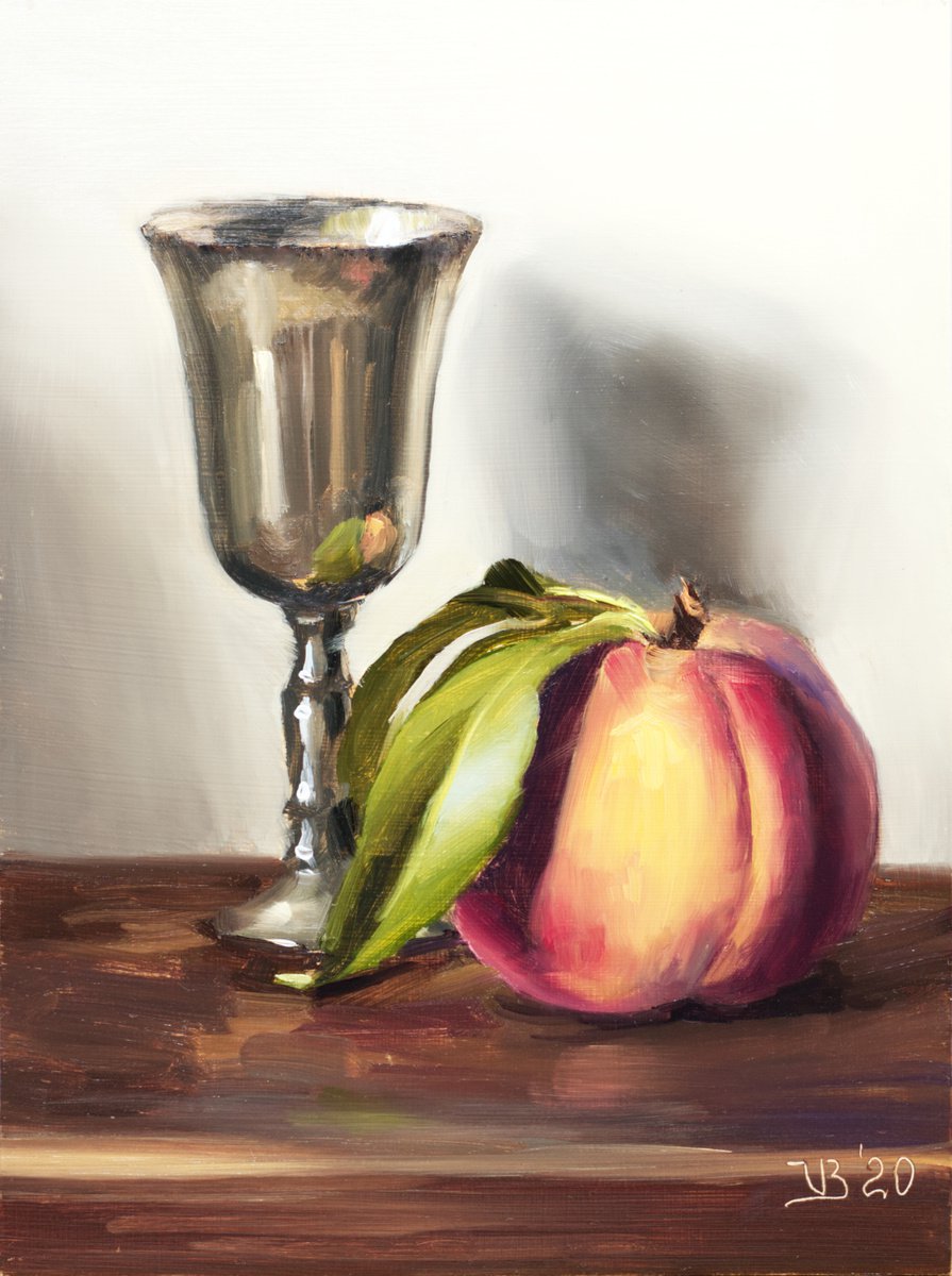 Peach and Silver Goblet
