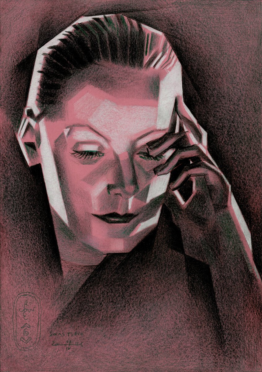 Geometric Portrait Pencil Drawing By Corne Akkers, 8 X 12, Sans Titre - 07-04-25, Original Artwork