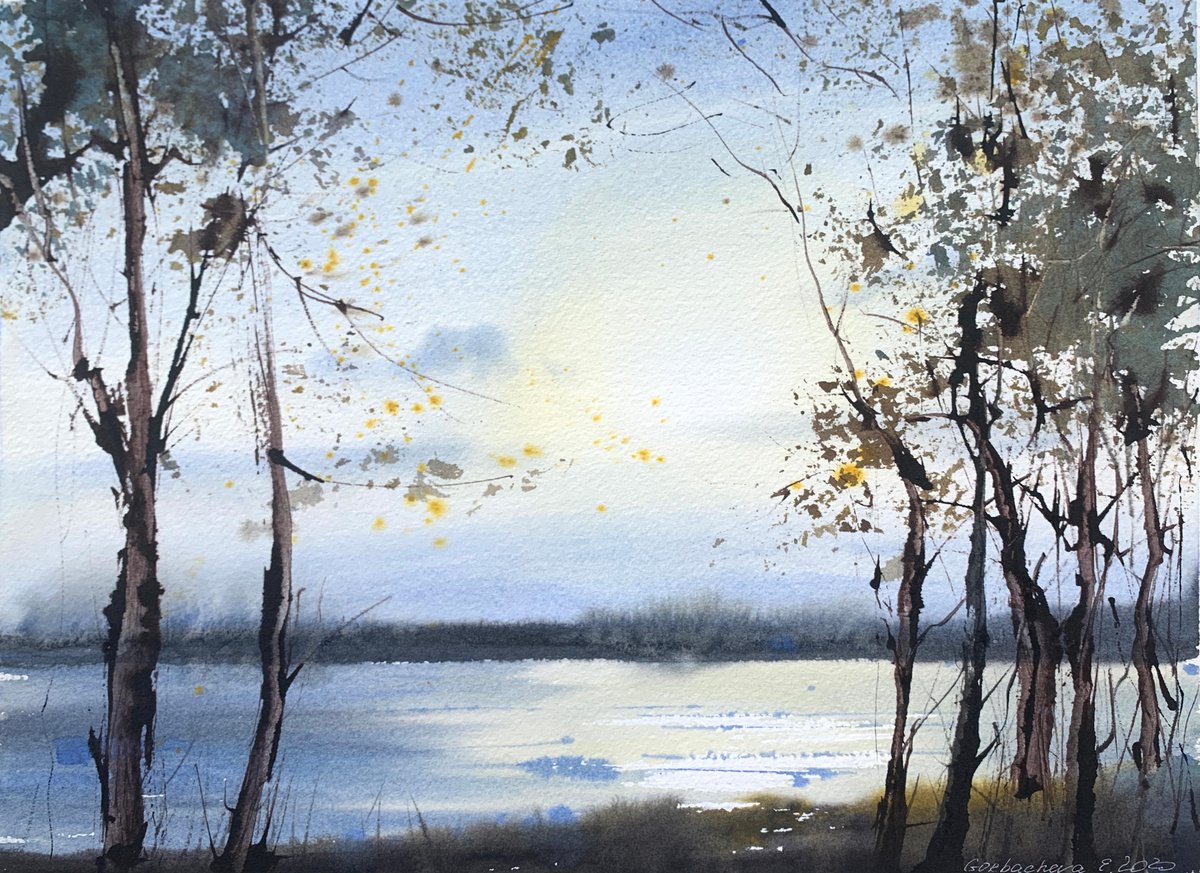 Impressionistic Watercolour , By The Lake | Narach, Belarus By Eugenia Gorbacheva, 16 X 12, Artwork For Sale On Artfinder