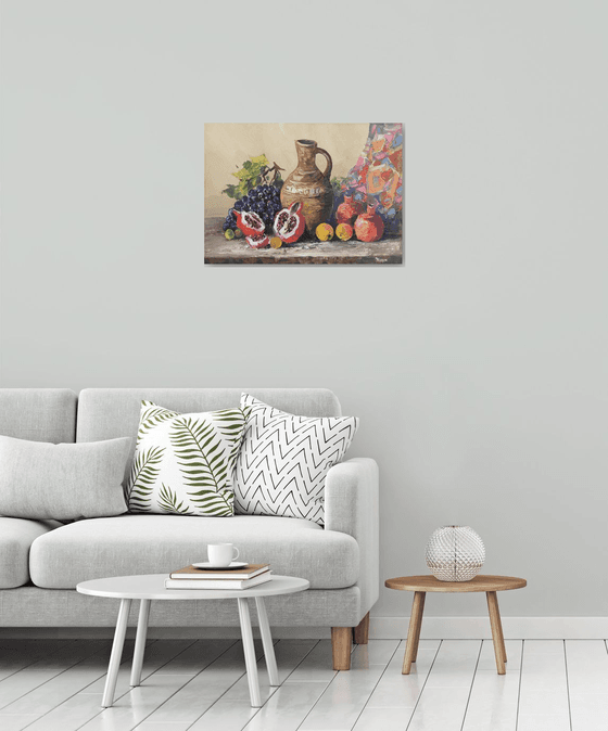 Clay Jug and Autumn Fruits