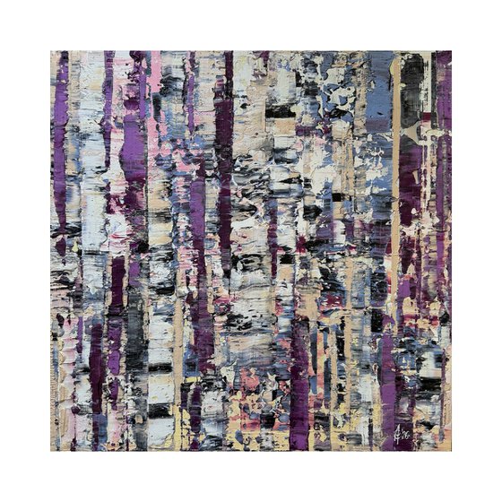 Purple forest in the fog