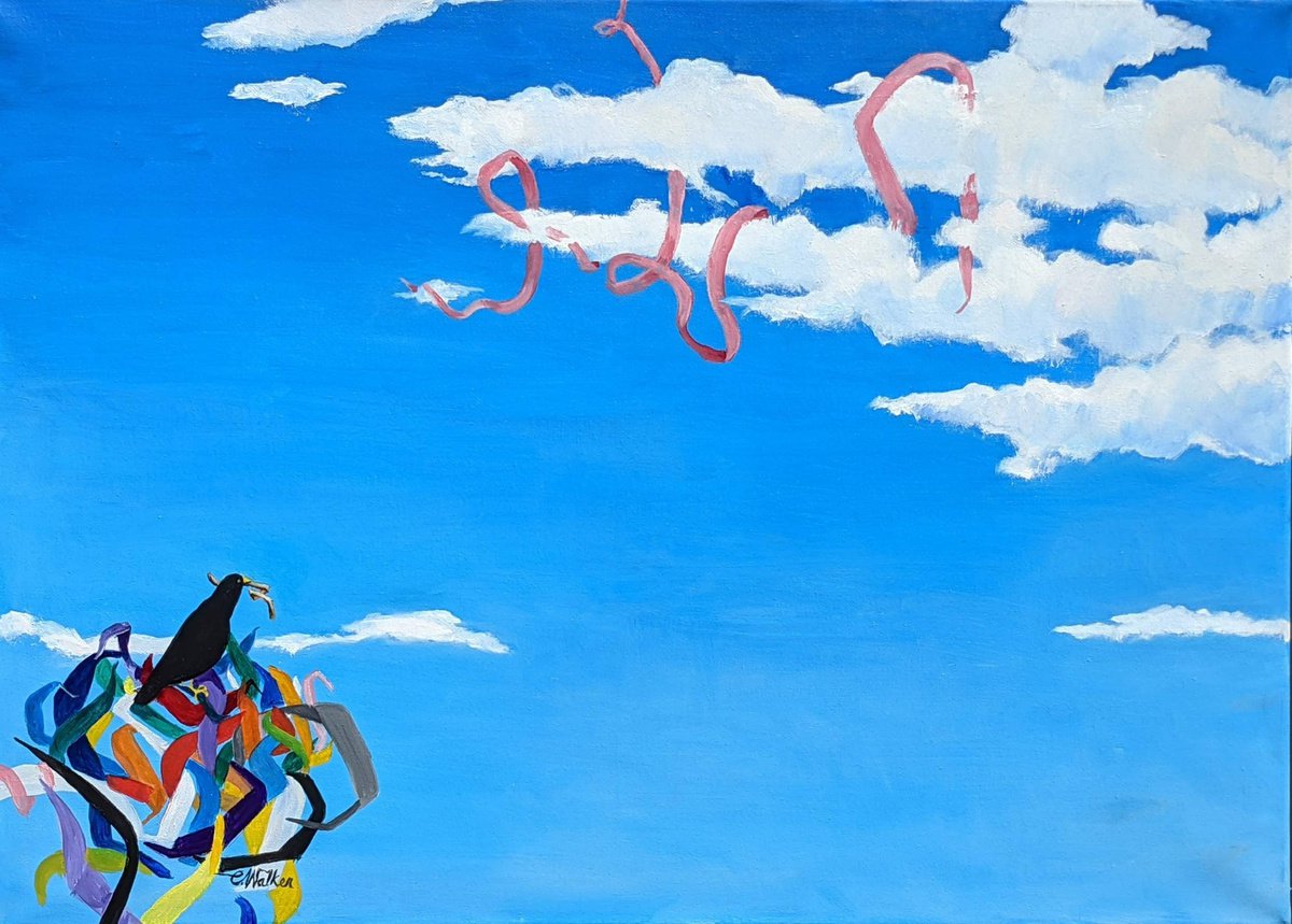 Graphic Animal Oil Painting By Chris Walker, 28 X 20, Grand Designs, Original Artwork