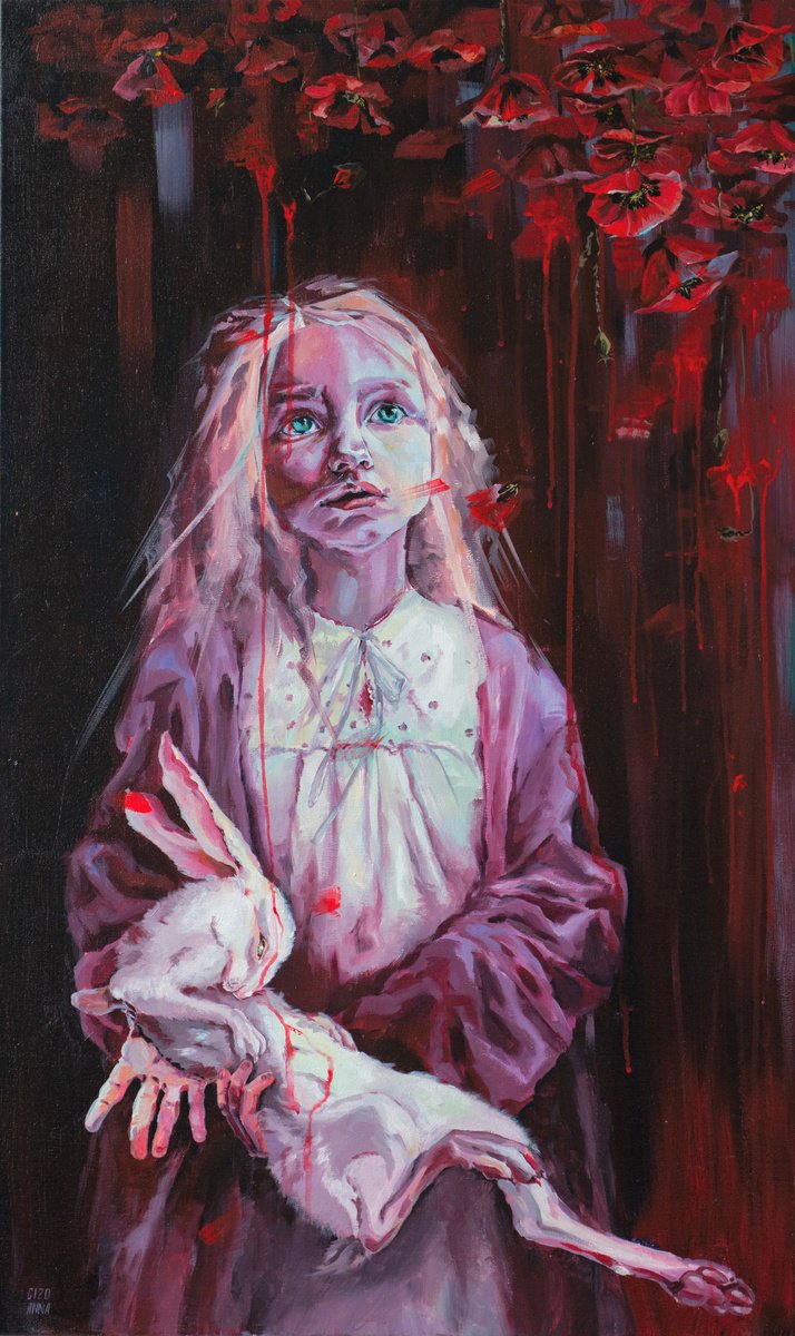 Surrealistic Portrait Acrylic Painting By Anna Gizo, 24 X 39, Soul, Original Artwork