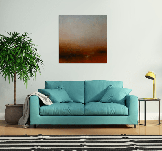 Sunrise-Sunrise 90x90 cm  - gold particles original oil painting landscape gift modern urban art office art decor home decor gift idea