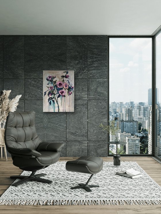 Flowing Dusty Roses I