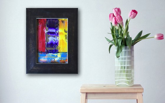 "Designs On You" - FREE SHIPPING to the USA - Original PMS Micro Painting On Glass, Framed - 7.5 x 9.5 inches