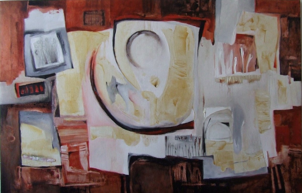 Abstract Oil Painting By Csaba Csendes, 37 X 24, Egy Kutya Naplojabol., Original Artwork