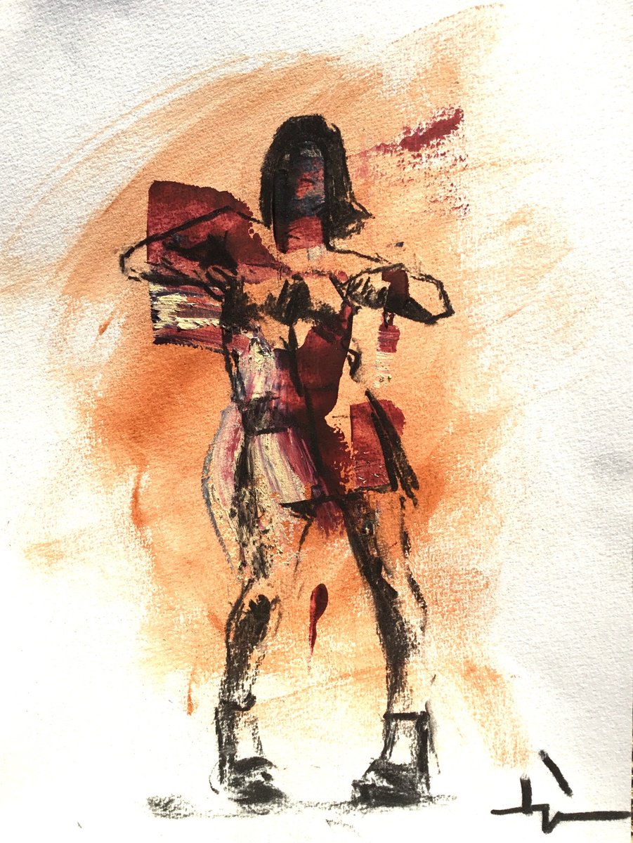 Expressive Charcoal Drawing , Robot Dance By Dominique Deve, 9 X 13, Artwork For Sale On Artfinder