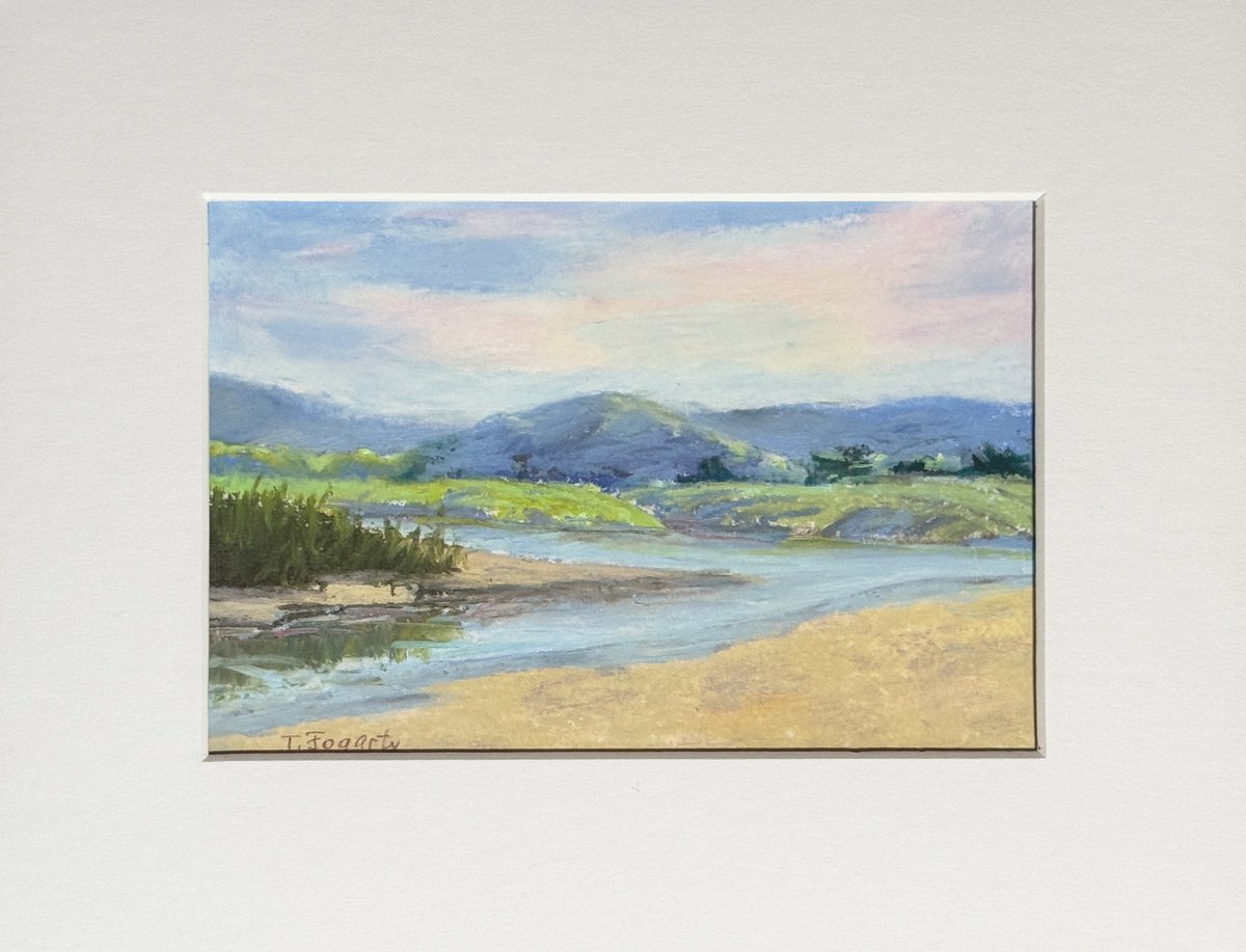 Impressionistic Landscape Painting By Tatyana Fogarty, 10 X 8", Carmel River Beach Reflections, Original Artwork