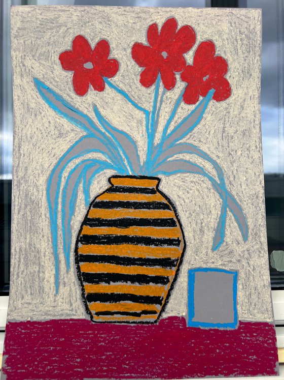 Vase with Red Flowers